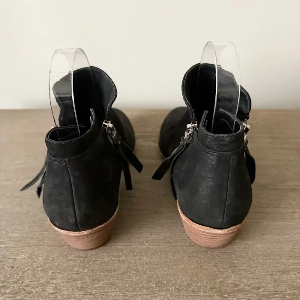 NWB Sam Edelman Heel Ankle Boots with Zipper in Black Suede Leather Size 6.5